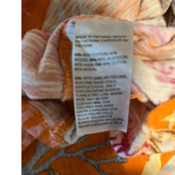 Chico's Tropicalcore Orange/White/Blue Shells & Coral Sides Longer Casual Top M - Picture 3 of 4